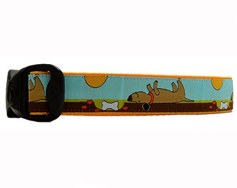 3 Dirty Dawgz Outdoor Wildnerness Happy Dog Whimisical Hip Awesome Cute Fun Dog Collar for Medium Large and XLarge Dogs