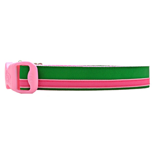 3 Dirty Dawgz Exclusive Stripes Sunset Melon Striped Girly Stripes Girlie Striped Preppy Pink Dog Collar for Medium Large and XLarge Dogs