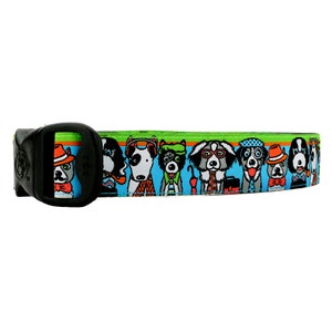 3 Dirty Dawgz Adjustable 1&quot; Boy Cool Hipster Dogs Manly  Male Dog Collars for Medium Large and X-Large Dogs