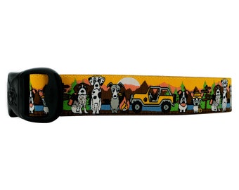 3 Dirty Dawgz Adjustable 1" Nature Mountains Lake Great Dane Whippet German Shorthair Off RoadDog Collars for Medium Large and X-Large Dogs