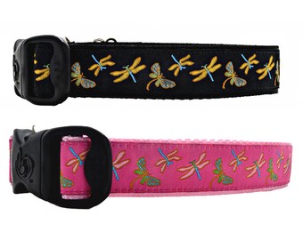 3 Dirty Dawgz Colorful Whimsical Spring Summer Vibrant Bug Lightning Bugs Dragonflies Dragonfly Dog Collar for Medium Large and XLarge Dogs