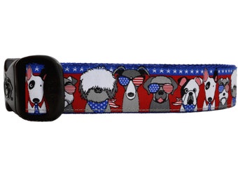 3 Dirty Dawgz Patriotic 4th of July Independence Day Aviator Sunglass Pups Cool Dog Collar for Medium Large and XLarge Dogs