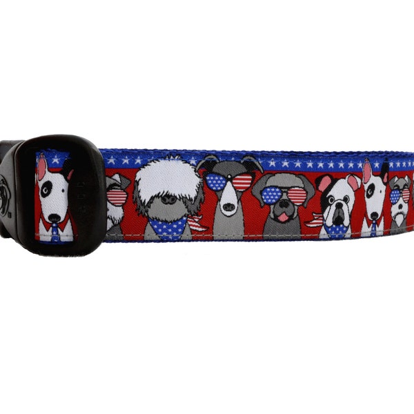 3 Dirty Dawgz Patriotic 4th of July Independence Day Aviator Sunglass Pups Cool Dog Collar for Medium Large and XLarge Dogs