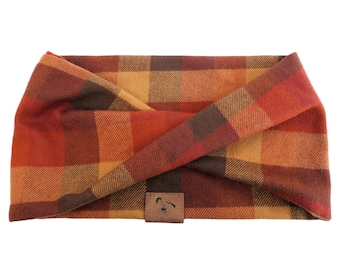 Höstrost + Brun Hund Oändlig Halsduk: Thanksgiving Mjuk Höstflanellbandana, mjuk Twist-halsduk, Bandeau-halsduk, säsongsbetonad *SKÖRDEHALSDUG*