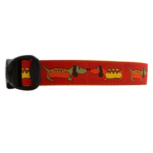 3 Dirty Dawgz Adorable Weiner Dog Hot Dog Dogs With Hot Dog Buns Mustard Ketchup Dachshund Dog Collar for Medium Large and XLarge Dogs