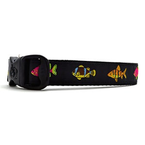 Tropical Fish Dog Collar Fishing Dog Collar 3 Dirty Dawgz 1&quot; Adjustable Ribbon Dog Collar for Medium Large and X-Large Dogs