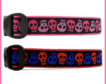 Skull Dog Collars Voodoo Skulls Dog Collars, Punk Skulls Collars, Pink Skulls Collar