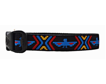 3 Dirty Dawgz Adjustable 1" Western Native Southwestern Thunderbirds Southwest Dog Collars for Medium Large and X-Large Dogs