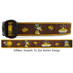 3 Dirty Dawgz Pumpkin Pie Pilgrims Fall Leaves Corn Orange Pumpkin Thanksgiving Turkey Dog Collar for Small Medium Large and XLarge Dogs