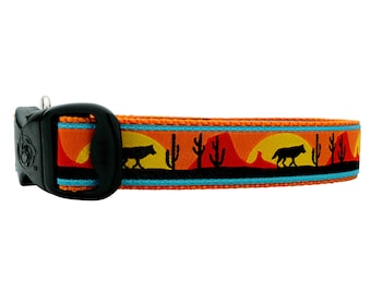 3 Dirty Dawgz Adjustable 1" Desert Coyote Cactus Southwest Dog Collars for Medium Large and X-Large Dogs