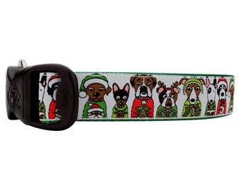 Ugly Christmas Sweaters Dog Collar Labradoodle Labrador Boxer Bulldog Whippet Winter Xmas Dog Collars for Medium Large and XLarge Dogs