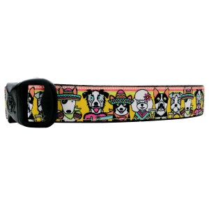 3 Dirty Dawgz Adjustable 1&quot; Southwestern Margarita Mexican Fiesta Taco Tuesday Cinco De Mayo Dog Collars for Medium Large and X-Large Dogs