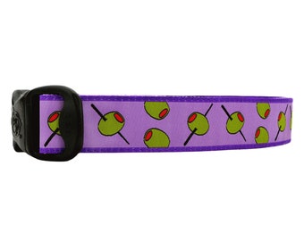 3 Dirty Dawgz 1" Green + Lavender Olive Dog Collar for Medium Large and X Large Dogs