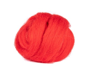 Chili Pepper Red Wool Roving - 1 oz. NZ Corriedale