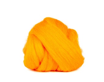 Tangerine Wool Roving - 1 oz. NZ Corriedale