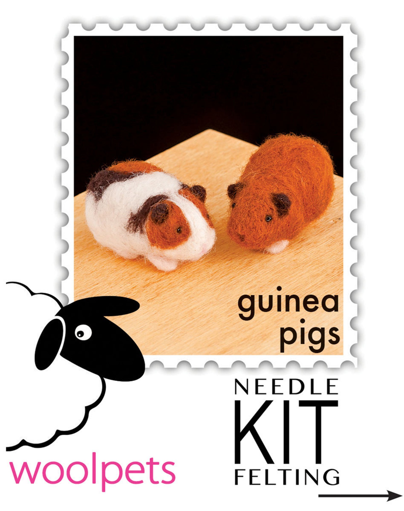 Needle Felting Kit Guinea Pigs DIY Beginner Felting KIT Etsy