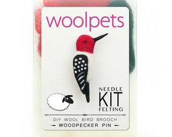 Woodpecker Pin / Brooch Needle Felting Kit