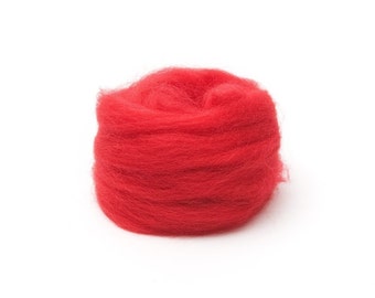 Red Wool Roving  - 1 oz. NZ Corriedale