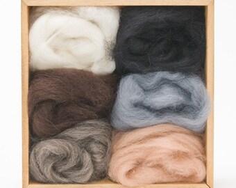 Neutral - Wool Roving Set - NZ Corriedale