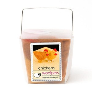 a picture of chickens felting kit in cute packaging