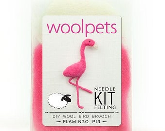 Flamingo Pin / Brooch Needle Felting Kit