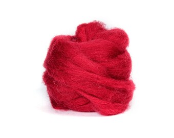 Cherry Red Wool Roving - 1 oz. NZ Corriedale