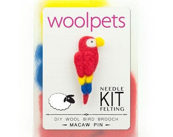 Macaw Pin / Brooch Needle Felting Kit