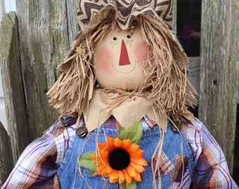 Country Scarecrow 34" long, real Clothes, Gloves, Hand Sewn Poseable FALL FUN! ShippedUSPS PRIORITY mail