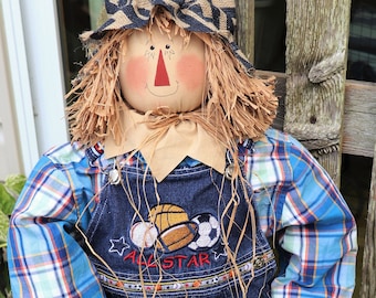 Country Scarecrow 40" long, real Clothes, Gloves, Hand Sewn Poseable FALL FUN! ShippedUSPS PRIORITY mail