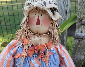 Country Scarecrow 33" long, real Clothes, Gloves, Hand Sewn Poseable FALL FUN! ShippedUSPS PRIORITY mail