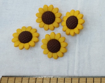 Colorful Flowers Fall Flowers Set of 6 Sunflower Shank Buttons Fall