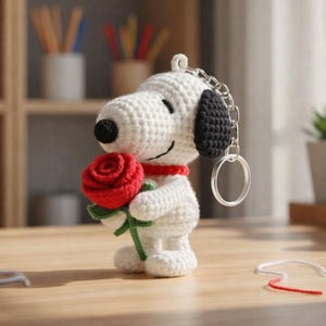 Dog Holding a Rose Crochet Pattern - Step by Step Crochet Cute Dog Hugging a Rose - Beginner Friendly Crochet Mothers Day Gift