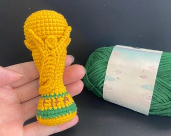World Soccer Trophy Crochet Pattern - Easy Crochet World Soccer Cup Amigurumi Bag Charm - Champion Trophy Crochet Keychain Tutorial