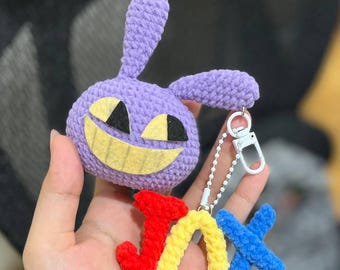 Halloween Crochet Bunny Pattern | Step-by-Step Purple Trickster Bunny Keychain | Digital Circus Amigurumi | Smiling Rabbit Beginner Tutorial
