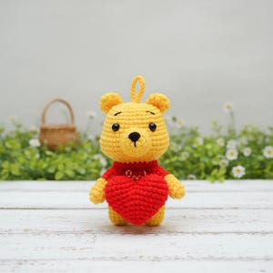 Poo.h Bear with Love Crochet PDF Pattern - How to Crochet Love Bear Keychain Crochet - Valentine Gift for Lover - Crochet Valentine Bear image 8