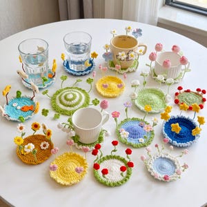 16IN1 Flip-up Coaster Crochet PDF Pattern - Blooming Coaster Amigurumi Tutorial - Crochet Bundle Coaster Home Decoration
