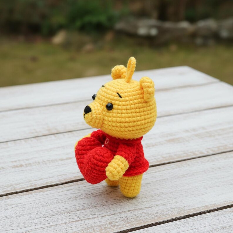 Poo.h Bear with Love Crochet PDF Pattern - How to Crochet Love Bear Keychain Crochet - Valentine Gift for Lover - Crochet Valentine Bear image 2