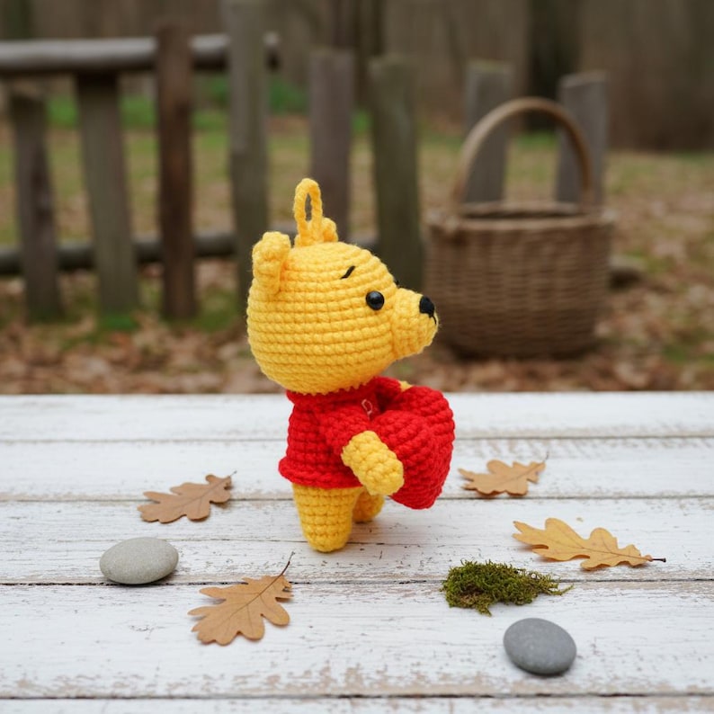Poo.h Bear with Love Crochet PDF Pattern - How to Crochet Love Bear Keychain Crochet - Valentine Gift for Lover - Crochet Valentine Bear image 9