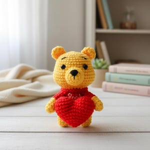 Poo.h Bear with Love Crochet PDF Pattern - How to Crochet Love Bear Keychain Crochet - Valentine Gift for Lover - Crochet Valentine Bear image 6
