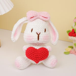 CROCHET PATTERN: Bunny Hugging Heart - Cute Rabbit Amigurumi English PDF Pattern- Cute Animal Plushie - Cuddly Bunny Friend for Kids