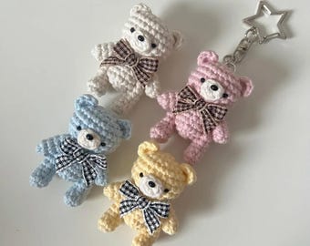 Mini Bear Keychain Crochet Pattern - Cute Crochet Mini Teddy Amigurumi - Crochet Bear Bag Charm - Crochet Holiday Gift