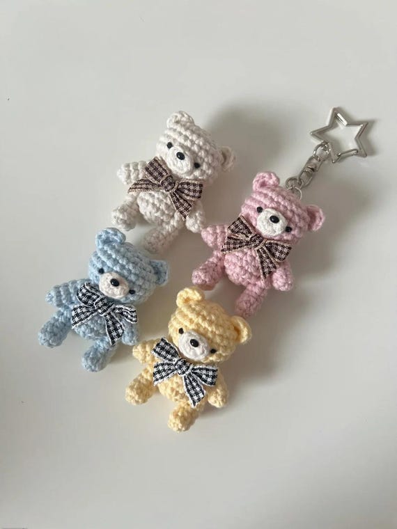 Mini Bear Keychain Crochet Pattern - Cute Crochet Mini Teddy Amigurumi - Crochet Bear Bag Charm - Crochet Holiday Gift