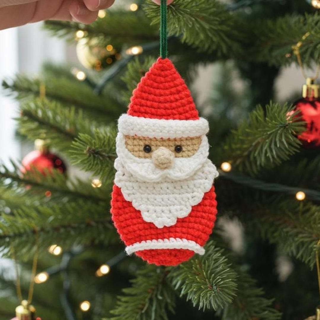 Santa Ornaments Crochet PDF Pattern - Easy Crochet Xmas Tree Decoration ...