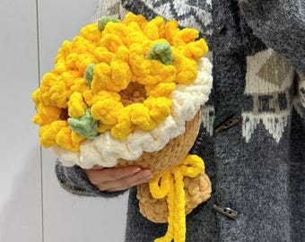 Sunflower Bouquet Crochet PDF Pattern - Step by Step Crochet Bouquet Tutorial for Beginner - Easy Crochet Sunflower Bouquet Valentine Gift