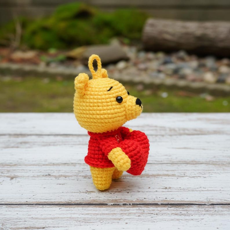 Poo.h Bear with Love Crochet PDF Pattern - How to Crochet Love Bear Keychain Crochet - Valentine Gift for Lover - Crochet Valentine Bear image 7