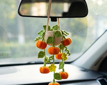 Pumpkin Pot Car Hanging Crochet PDF Pattern - Easy Crochet Cozy Plant Pot Fall Decoration, Plant Pot Hanging Autumn Vibe Amigurumi Tutorial