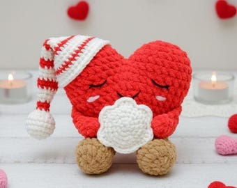 Sleeping Jellycat Heart Crochet PDF Pattern - How to Crochet Heart Plushie - Mother's Day Gift Crochet for Mom - Jellycat Amigurumi