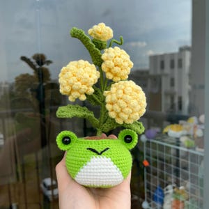 Flower Animal Pot Crochet PDF Pattern - Flower Frog Pot Amigurumi, How to Crochet Animal Pot, Flower Crochet Pattern, Cute Desk Decor
