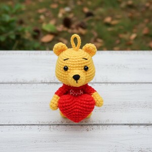 Poo.h Bear with Love Crochet PDF Pattern - How to Crochet Love Bear Keychain Crochet - Valentine Gift for Lover - Crochet Valentine Bear image 4