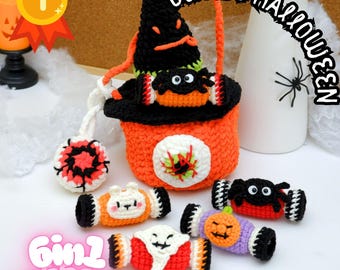 Halloween-Süßigkeitentüte (PDF-Häkelanleitung) – Gruselige Süßigkeitentasche (Amigurumi), Mitgebseltüte für Kinderpartys, niedliche Halloween-Süßigkeitentüte